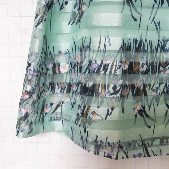 Anthropologie Maeve Floral Mint Striped Skirt - NWT - Picture 6 of 9